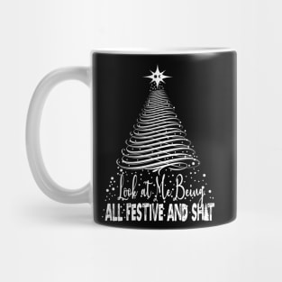 Funny Christmas All Festive Vintage Sarcastic Xmas Tree Mug